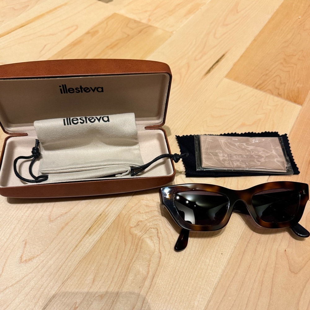 Illesteva Tortoiseshell Cat Eye Sunglasses with Black Lenses